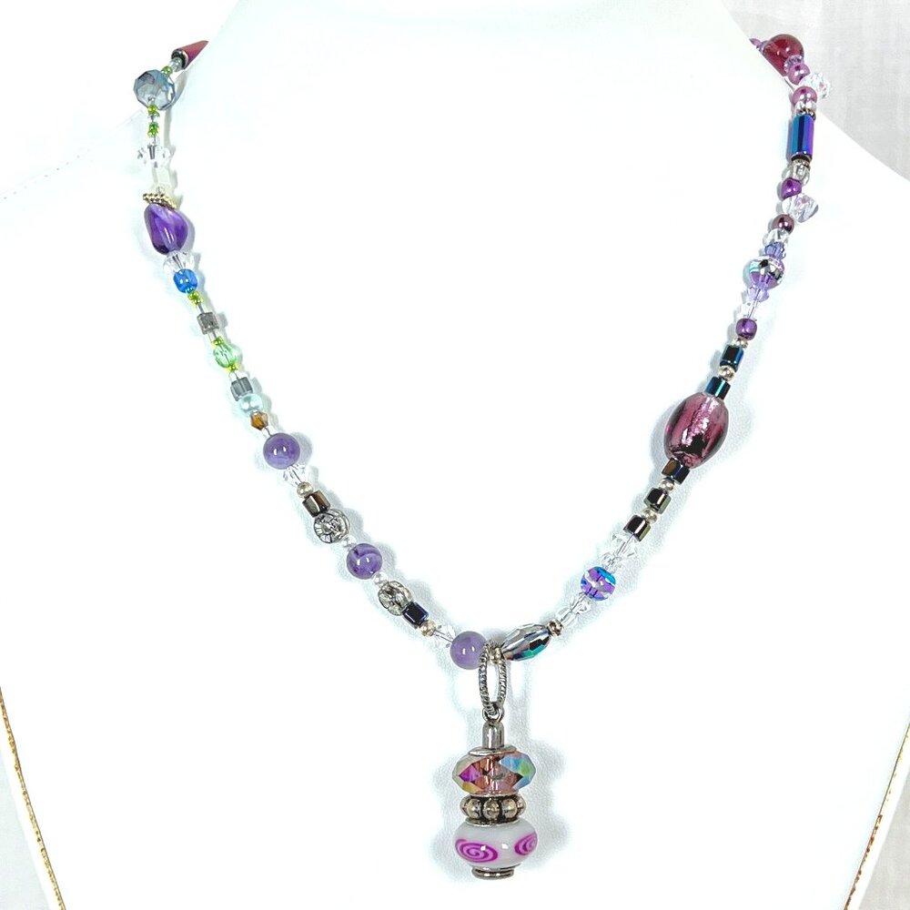 Artisan Beaded Necklace/Choker with Ceramic Pendant Host Pick - Picture 1 of 8
